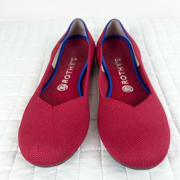 Rothy’s The Flat Rounded Toe Ballet Flat in Red Size 9 Washable - Picture 6 of 10